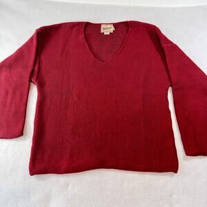 Woolrich Sweater Woman's L Vintage Made In USA V-Neck 100% Cotton Tight Knit